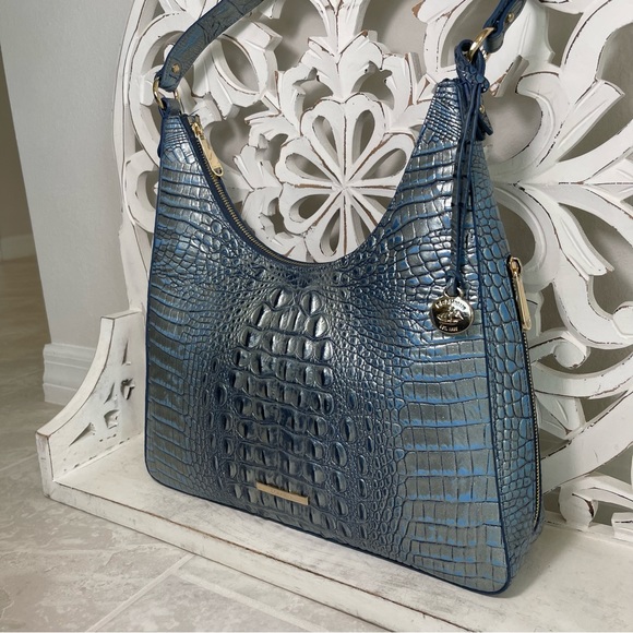 SOLD Brahmin Tabitha Shoulder Bag Serenity Blue Melboure Leather - Picture 4 of 7
